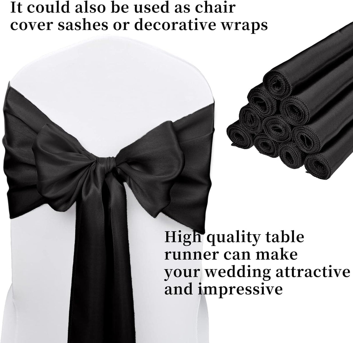 10-Pack 12 x 108 inches Long Premium Satin Table Runner for Wedding, Decorations for Birthday Parties, Banquets, Graduations, Engagements, Table Runners fit Rectange and Round Table