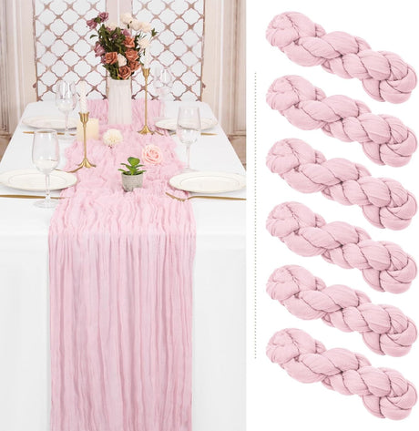 6 Pack/10 PackCheesecloth Table Runner Gauze Table Runner 10FT Long Semi-Sheer Table Runner Boho or Rustic Wedding Table Decor for Wedding Decor Arch Draping Bridal Shower Holiday Party