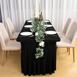 6ft Spandex Table Skirt Fitted Black Stretch Tablecloth,One-Piece Wrinkle-Resistant Ruffles Design,Perfect for Rectangle Tables Banquets Parties Wedding