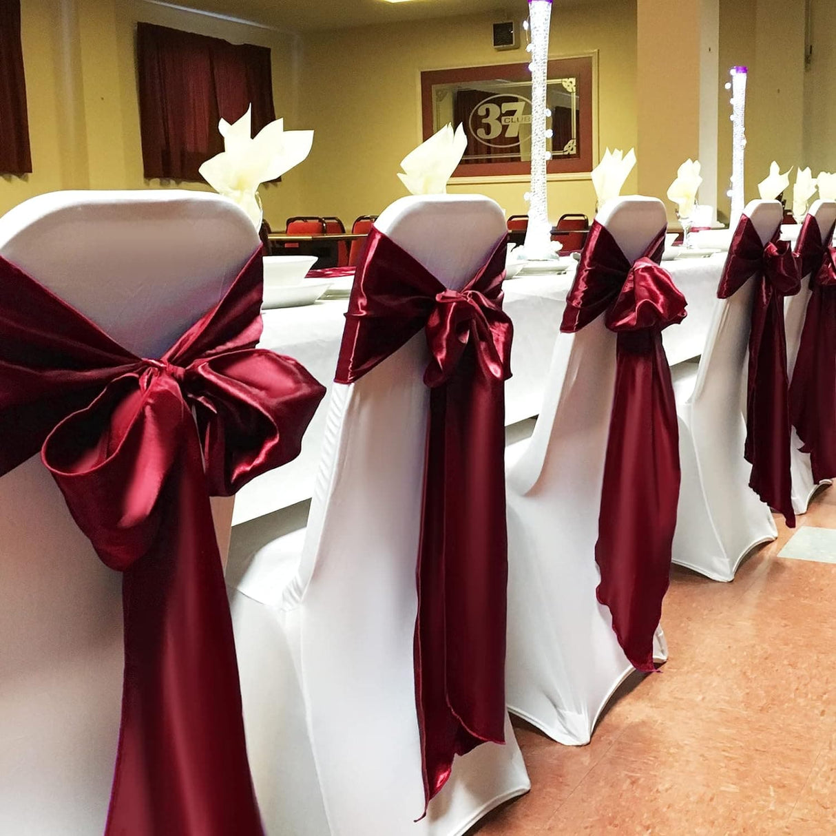 50 PCS Satin Chair Sash Chair Decorative Bow Designed Chair Cover Chair Sashes for Thanksgiving Wedding Banquet Party Home Kitchen Decoration