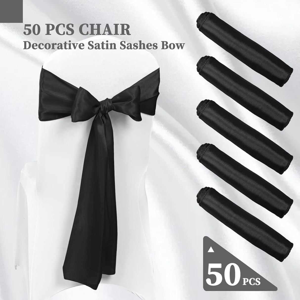 50 PCS Satin Chair Sash Chair Decorative Bow Designed Chair Cover Chair Sashes for Thanksgiving Wedding Banquet Party Home Kitchen Decoration