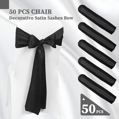 50 PCS Satin Chair Cover Chair Sashes