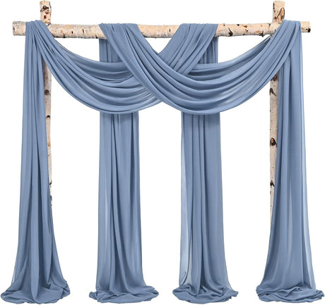 CKDLINS Wedding Arch Draping Fabric,4 Panels 28"x20ft Ivory Wedding Arch Drapes for Ceremony Chiffon Fabric Drapes Arbor Drapery Wedding Arch Decorations for Reception Sheer Backdrop Curtains for Party Swag  240.16"L x 28.74"W