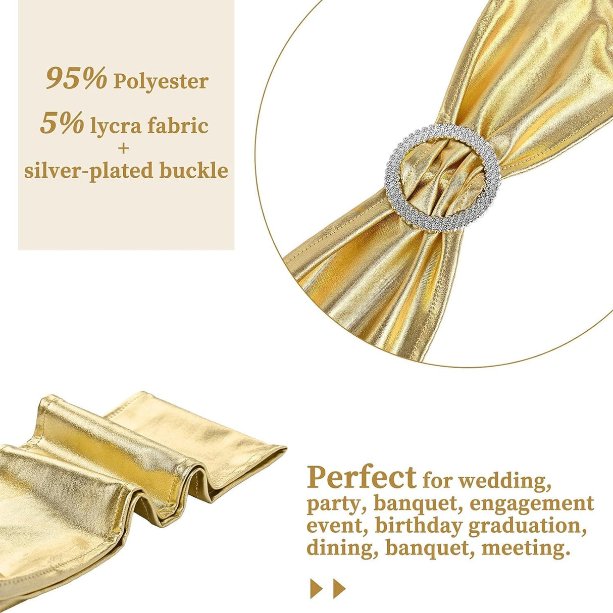 20/50PCS Chair Cover Stretch Chair Band with Buckle Elastic Spandex Slider Bow Sashes for Wedding Hotel Banquet Party Banquet Chairs Decoration Home Decor