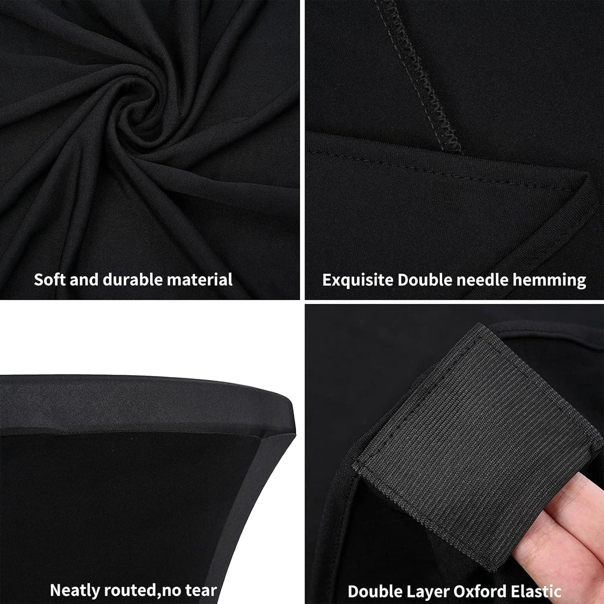 6 Pack Cocktail Spandex Stretch Square Corners Tablecloth 32"x43" Black Fitted High Top Table, Cocktail Round Tablecloth Table Cover for Bar Wedding Cocktail Party Banquet Table