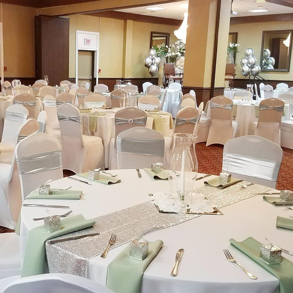 20/50PCS Chair Cover Stretch Chair Band with Buckle Elastic Spandex Slider Bow Sashes for Wedding Hotel Banquet Party Banquet Chairs Decoration Home Decor