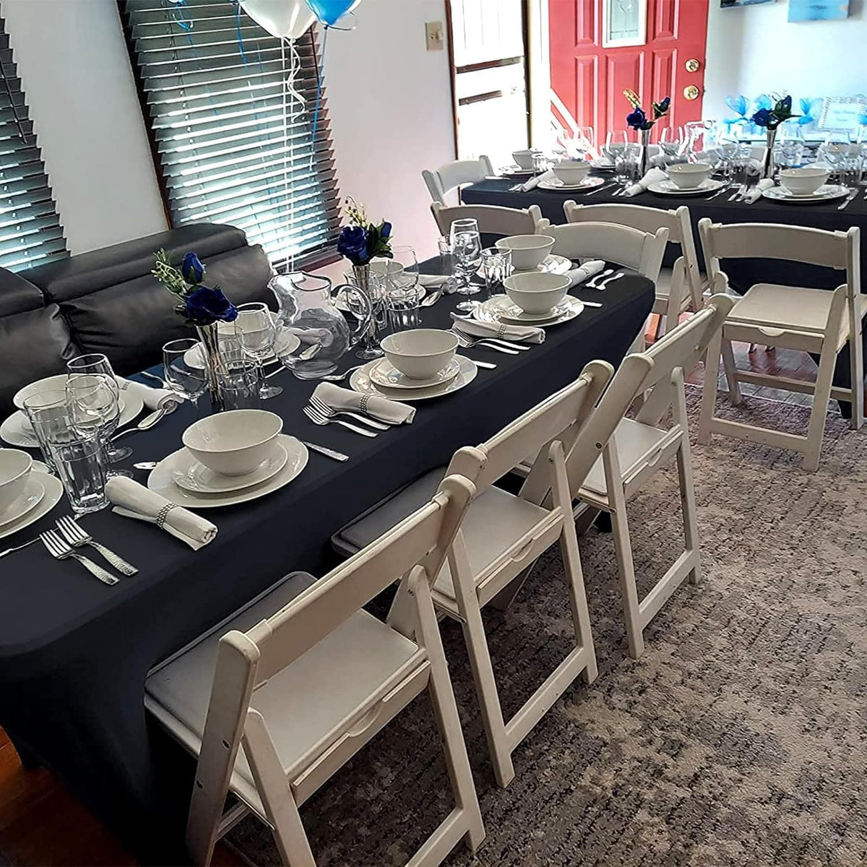 6PCS 6-FT Spandex Table Cover,Spandex Elastic Tablecloth,Rectangular Cocktail Tablecloth, Tight Anti-Wrinkle Black Table Clothes Washable for Craft Exhibitions/Wedding/Birthday Party