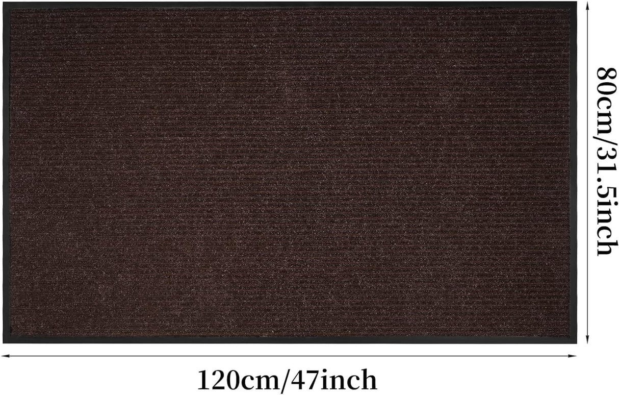 Large Outdoor Indoor Entrance Doormat Red Waterproof Low Profile Entrance Rug Front Door Mat Patio Anti-Skid Rubber Back