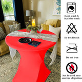 2/6/10 Pack Cocktail Spandex Stretch Square Corners Tablecloth 32"x43" Red Fitted High Top Table, Cocktail Round Tablecloth Table Cover for Bar Wedding Cocktail Party Banquet Table