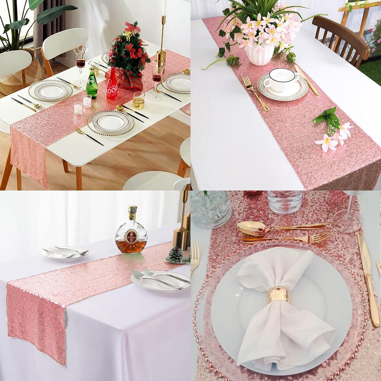 10/20 Pack Table Runner 12" x 72" Table Cloth for Rectangle Tables Sparkle Table Covers for Wedding Engagement Birthday Party Holiday Decorations Baby Shower