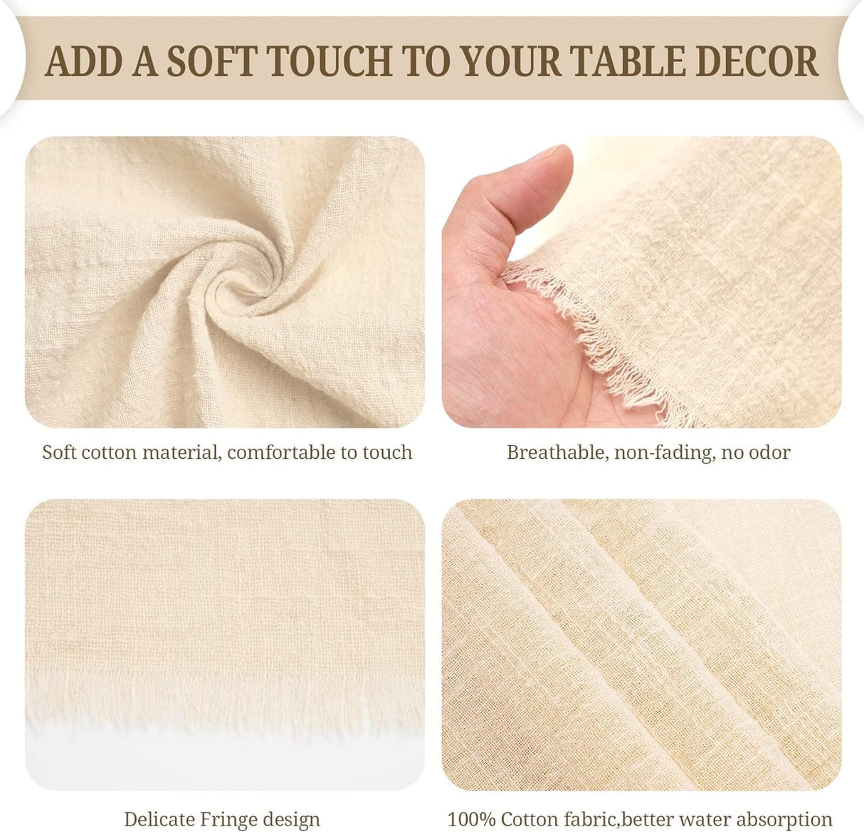 Handmade Cloth Napkins with Fringe 16x16 Inches,Set of 24 Cotton Napkins,Delicate Handmade Cloth Napkins Rustic Dinner Napkins Decorative Table Napkins for Wedding/Dinner/Party