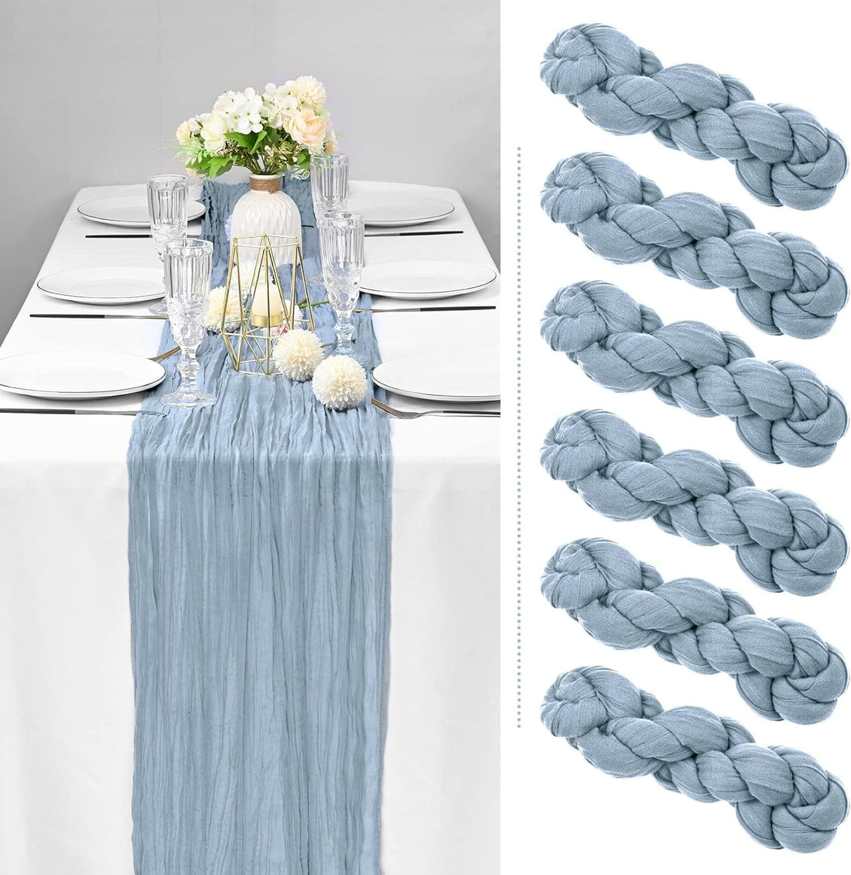 10 Pack/6 Pack Cheesecloth Table Runner Gauze Table Runner 10FT 13FT Long Semi-Sheer Table Runner Boho or Rustic Wedding Table Decor for Wedding Decor Arch Draping Bridal Shower Holiday Party