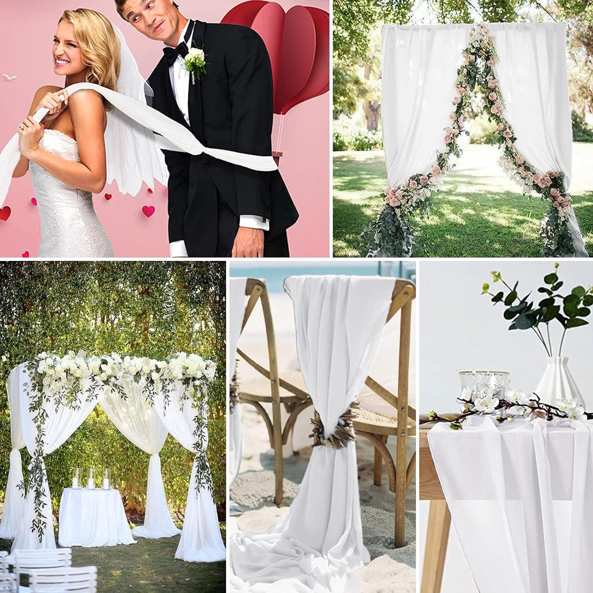 10/20 Pcs Chiffon Table Runner 10Ft - 28x120 Inches Sheer Chiffon Table Runner Chiffon Romantic Wedding Runner Overlays for Wedding Decor Birthday Party Baby Bridal Shower Table Decoration