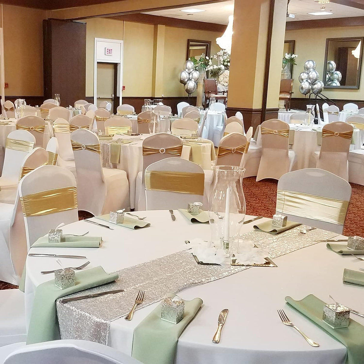 20/ 50PCS Chair Cover Stretch Chair Band with Buckle Elastic Spandex Slider Bow Sashes for Wedding Hotel Banquet Party Banquet Chairs Decoration Home Decor