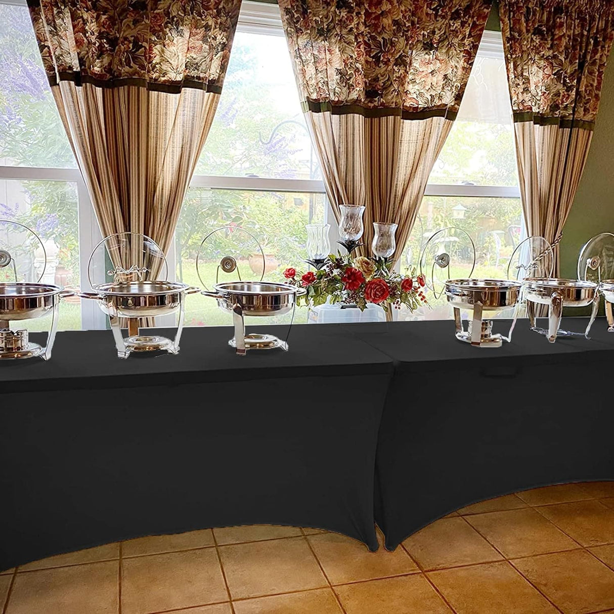 6PCS 6-FT Table Cover,Spandex Elastic Tablecloth,Rectangular Cocktail Tablecloth, Anti-Wrinkle Tight Table Clothes Washable for Birthday Party/Wedding/Craft Exhibitions