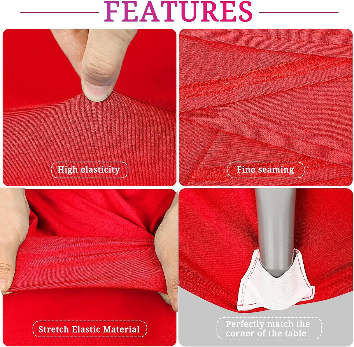 6Pack 6FT Spandex Table Covers,Red Spandex Table Cover,Spandex Elastic Tablecloth Fitted Rectangular Table Protector for Birthday Party/Wedding/Craft Exhibitions