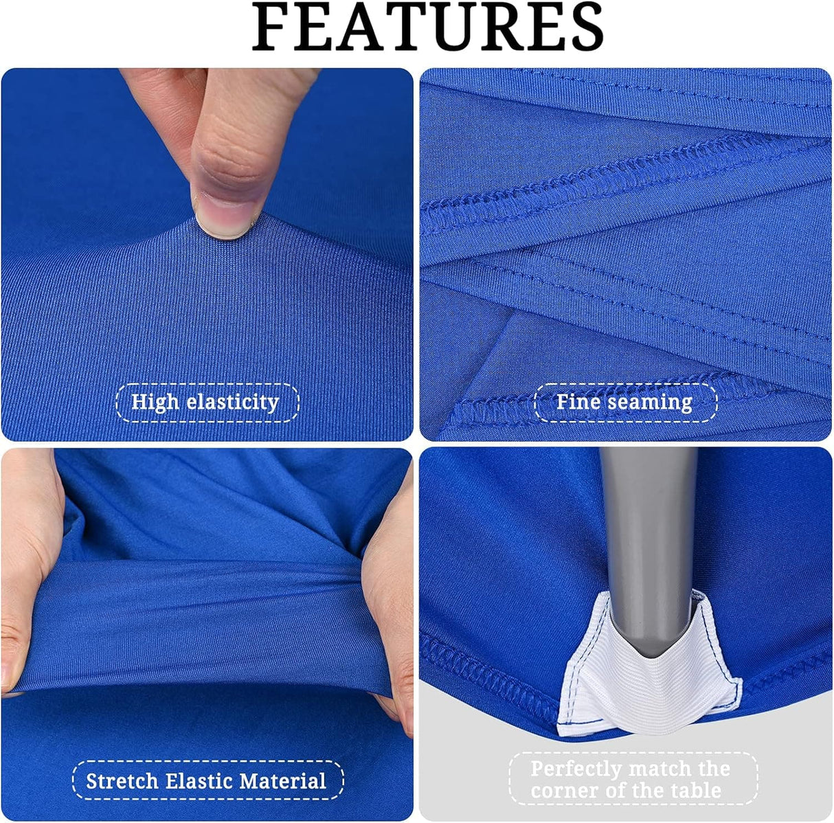 6Pack Blue Spandex Table Cover,6FT Spandex Table Covers,Spandex Elastic Tablecloth Fitted Rectangular Table Protector for Birthday Party/Wedding/Craft Exhibitions