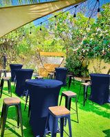 6 Pack Cocktail Spandex Stretch Square Corners Tablecloth 32"x43" Black Fitted High Top Table, Cocktail Round Tablecloth Table Cover for Bar Wedding Cocktail Party Banquet Table
