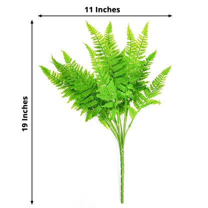 2 Stems Green Artificial Boston Fern Leaf Plant Indoor Faux Spray 19"