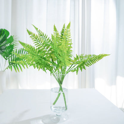 2 Stems Green Artificial Boston Fern Leaf Plant Indoor Faux Spray 19"