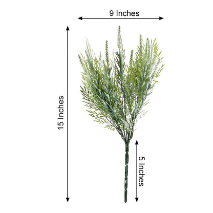 2 Bushes Artificial Sagebrush Fern Stems, Indoor Faux Plants 15"