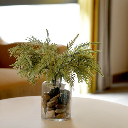 2 Bushes Artificial Sagebrush Fern Stems, Indoor Faux Plants 15"