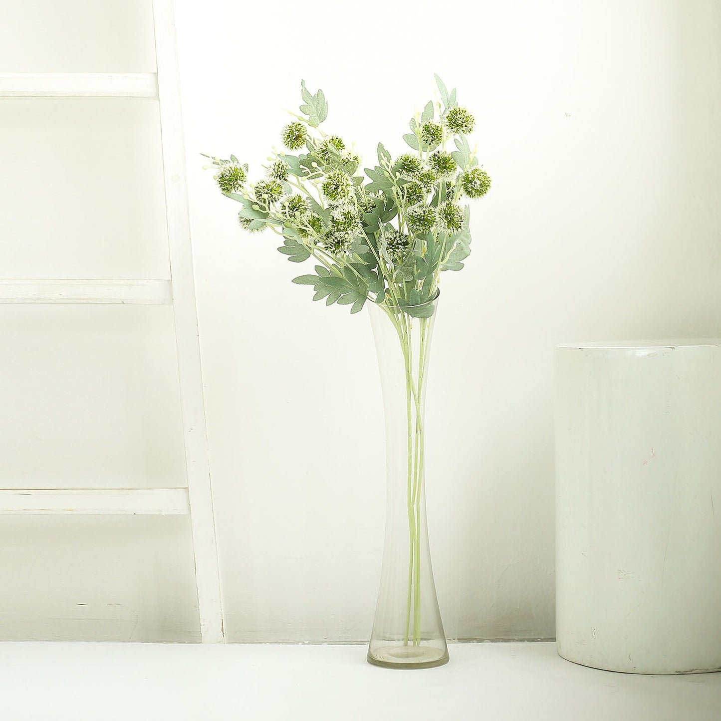 Artificial Globe Thistle Flower Spray, Faux Stem Floor Vase Decor 34" Tall