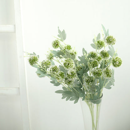 Artificial Globe Thistle Flower Spray, Faux Stem Floor Vase Decor 34" Tall