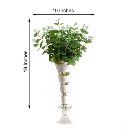 2 Bushes Light Green Artificial Eucalyptus Branch Bouquet Plants 19"