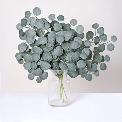 4 Pack Real Touch Frosted Green Artificial Silk Eucalyptus Leaf Stems 25"