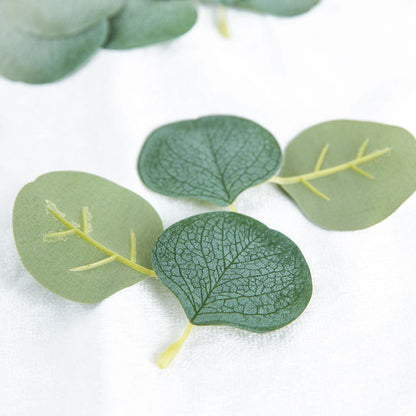 200 Pcs Frosted Green Artificial Greenery Eucalyptus Leaves, Cake Decorations, Table Scatters