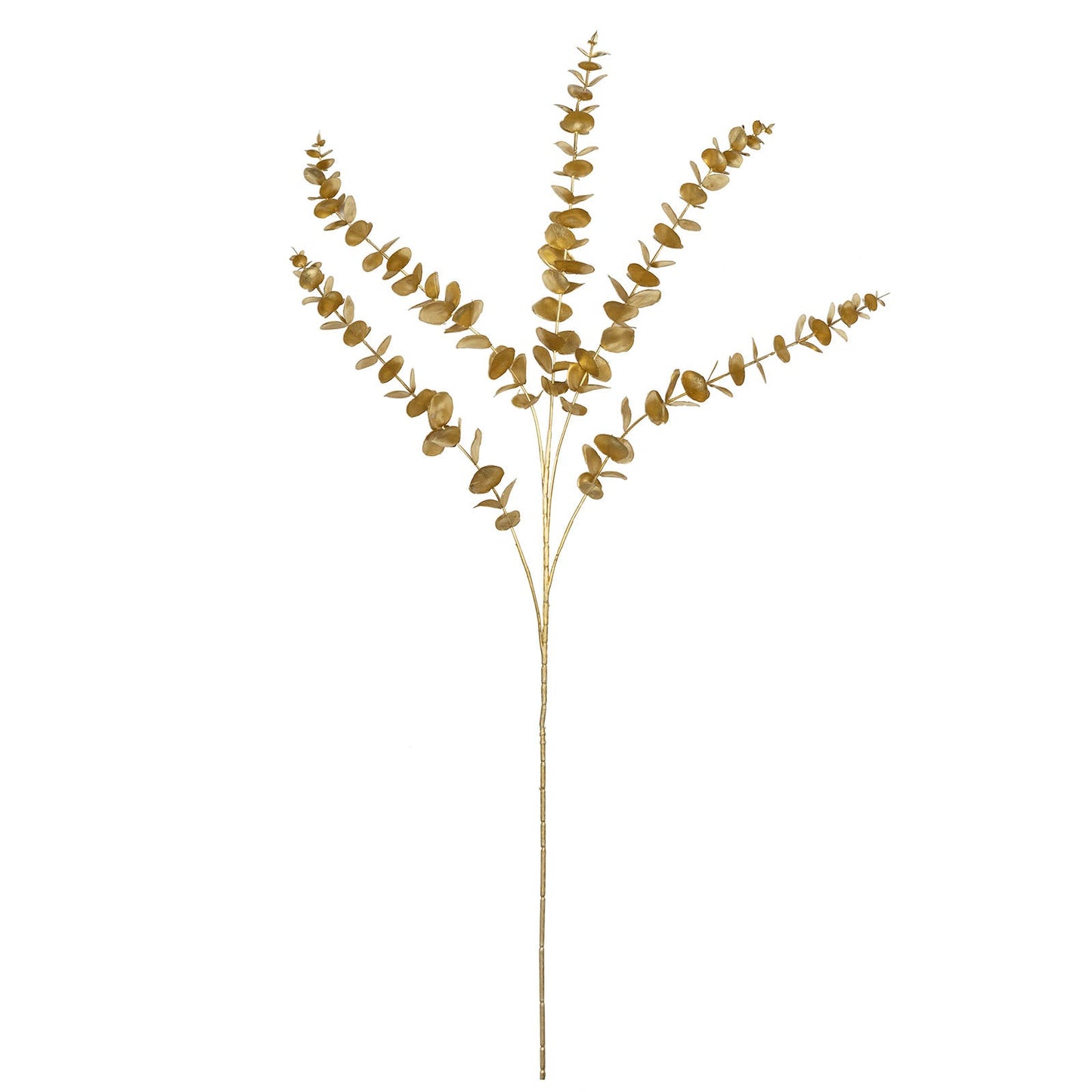 2 Stems Metallic Gold Artificial Spiral Eucalyptus Leaf Branch Vase Filler - 34"