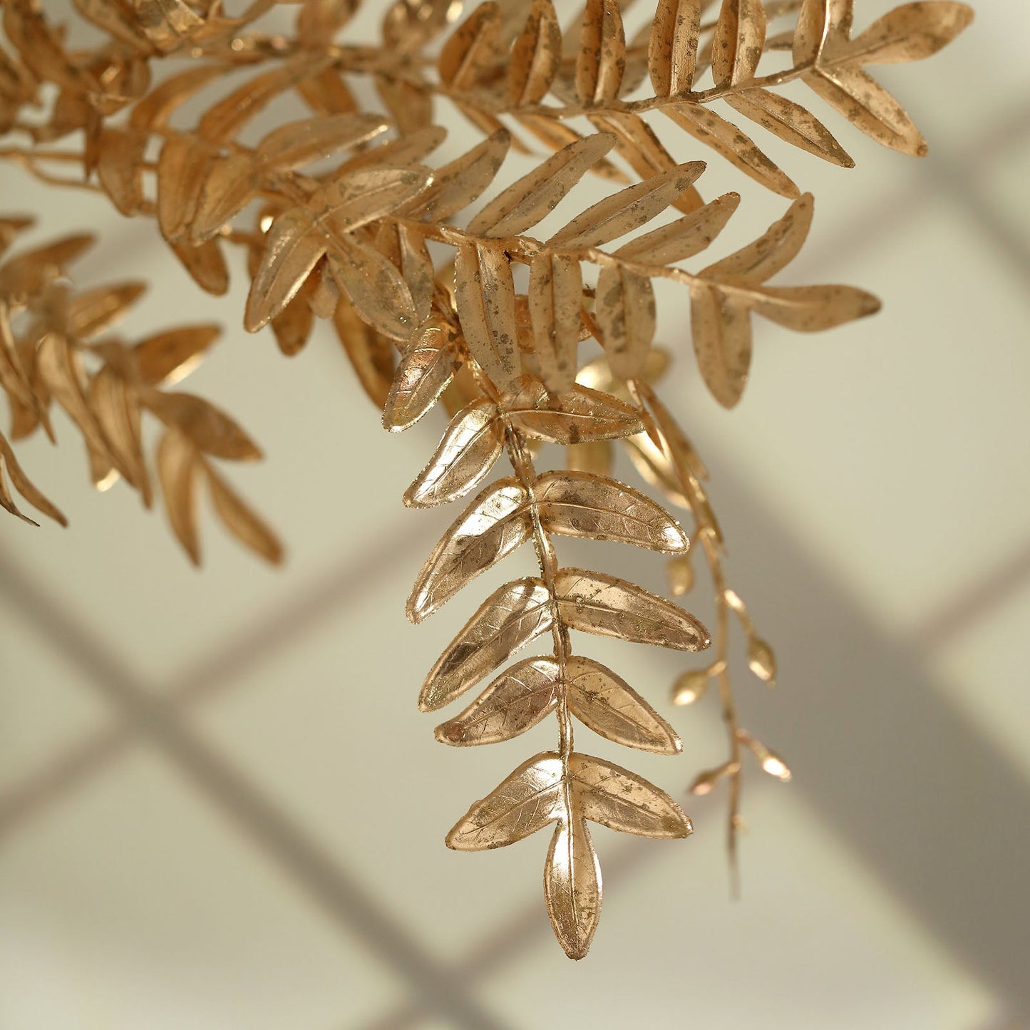 2 Pack Metallic Gold Artificial Fern Leaf Branches, Faux Decorative Bouquets 21"