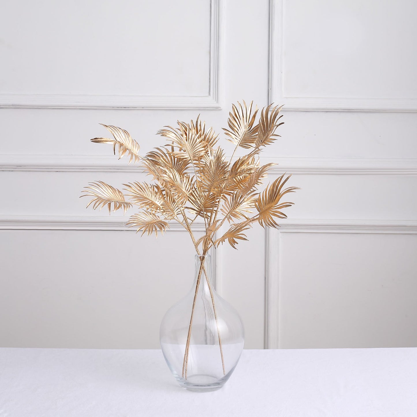 3 Pack Metallic Gold Artificial Palm Leaf Branches, Faux Plant Vase Fillers 24"