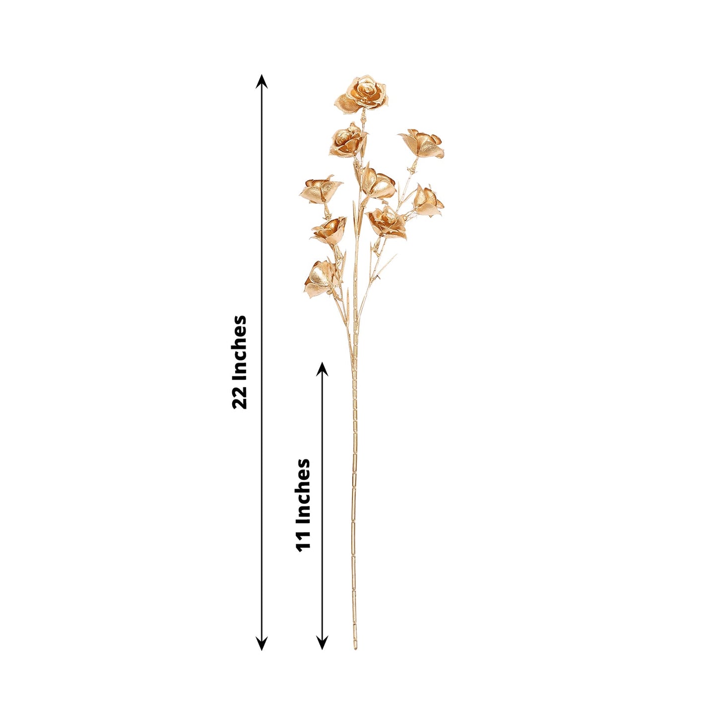 3 Pack Metallic Gold Artificial Rose Flower Sprays, Decorative Floral Branches 22"