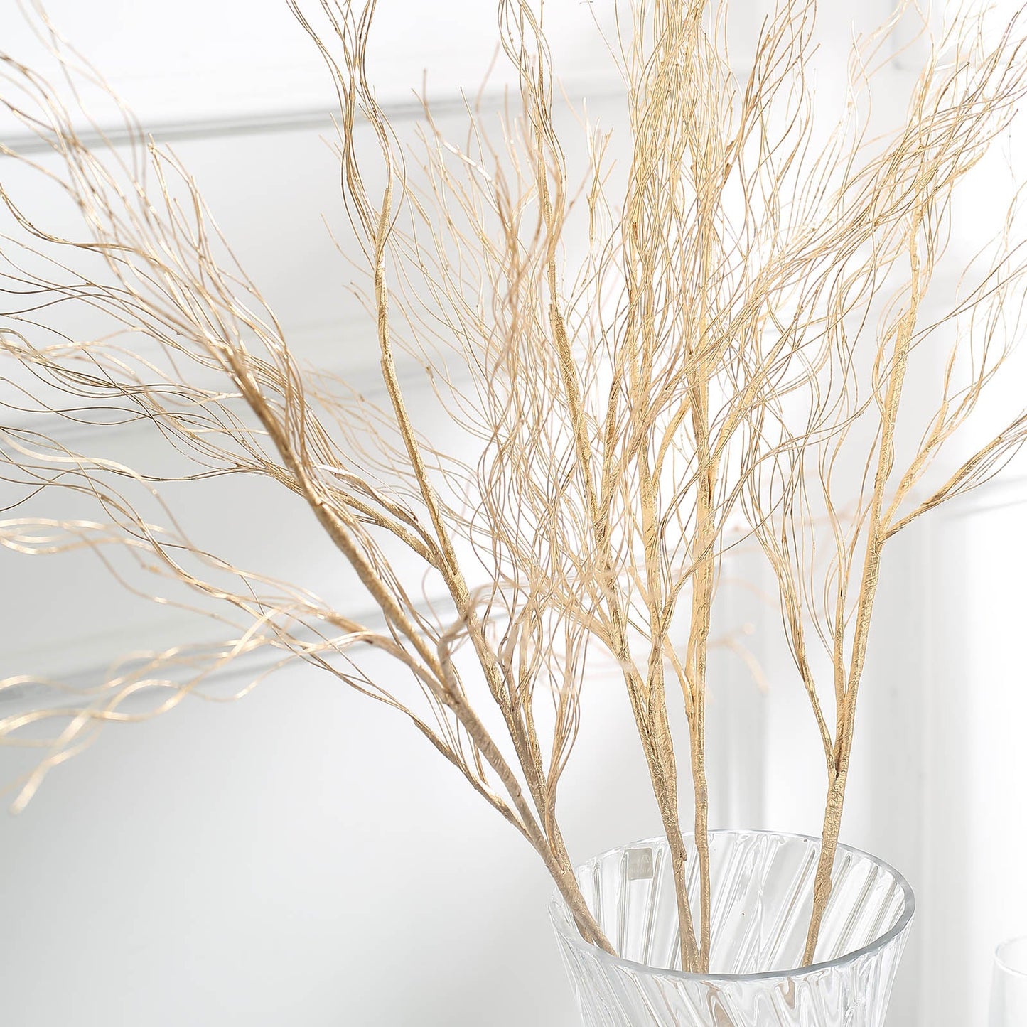 4 Pack Metallic Gold Artificial DIY Long Stem Twig Vase Fillers, Bendable Craft Curly Branch Willow Sprays 39"