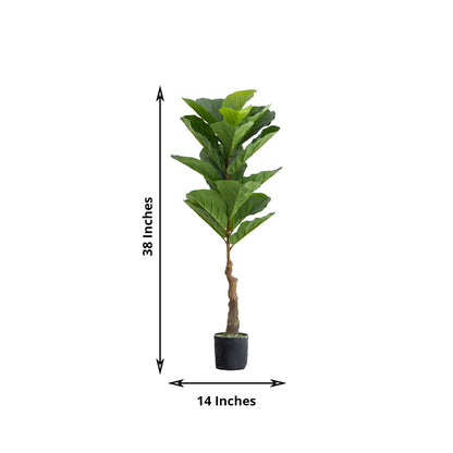 2 Pack Artificial Fiddle Leaf Fig Tree Potted Indoor Planter 3ft