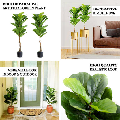 2 Pack Artificial Fiddle Leaf Fig Tree Potted Indoor Planter 3ft