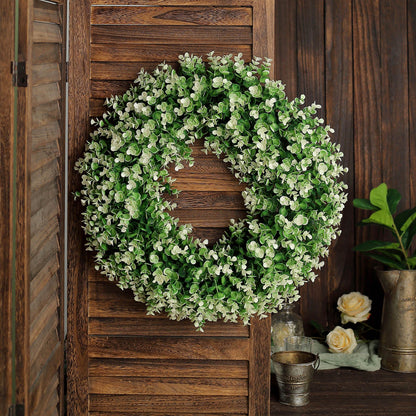 2 Pack White Tip Artificial Lifelike Genlisea Leaf Spring Wreath 21"