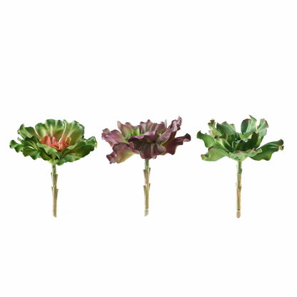 3 Pack Artificial PVC Wavy Kalanchoe Decorative Succulent Plants 6"