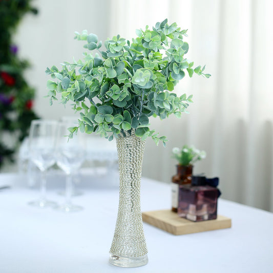 3 Bushes Artificial Eucalyptus Branches, Greenery Bouquet Plants 14"