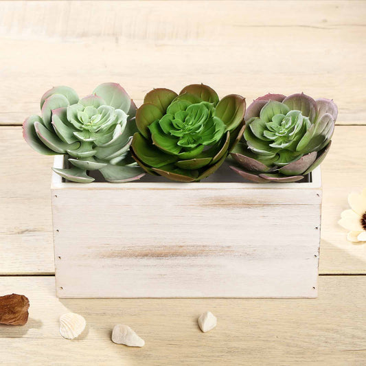 3 Pack Artificial PVC Echeveria Stem Decorative Succulent Plants 6"