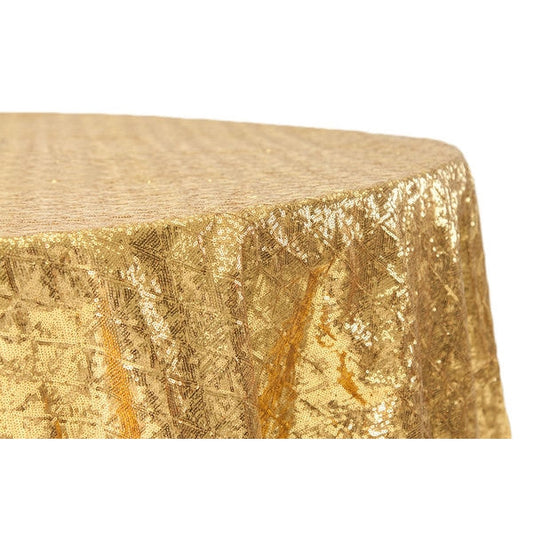 Diamond Glitz Sequins 132" Round Tablecloth - Gold