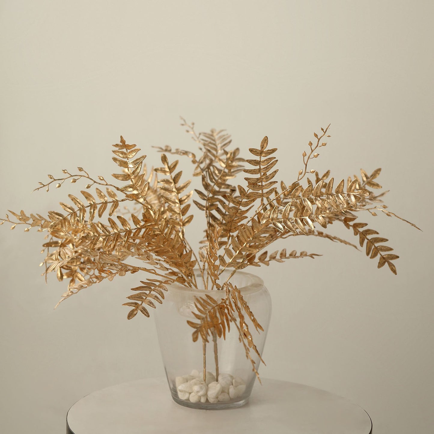 2 Pack Metallic Gold Artificial Fern Leaf Branches, Faux Decorative Bouquets 21"