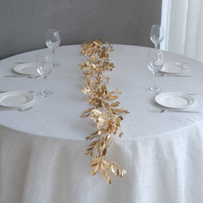 Metallic Gold Magnolia Leaf Table Garland, DIY Craft Hanging Vine Wreath - 6ft