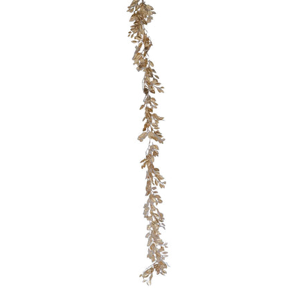 Metallic Gold Magnolia Leaf Table Garland, DIY Craft Hanging Vine Wreath - 6ft