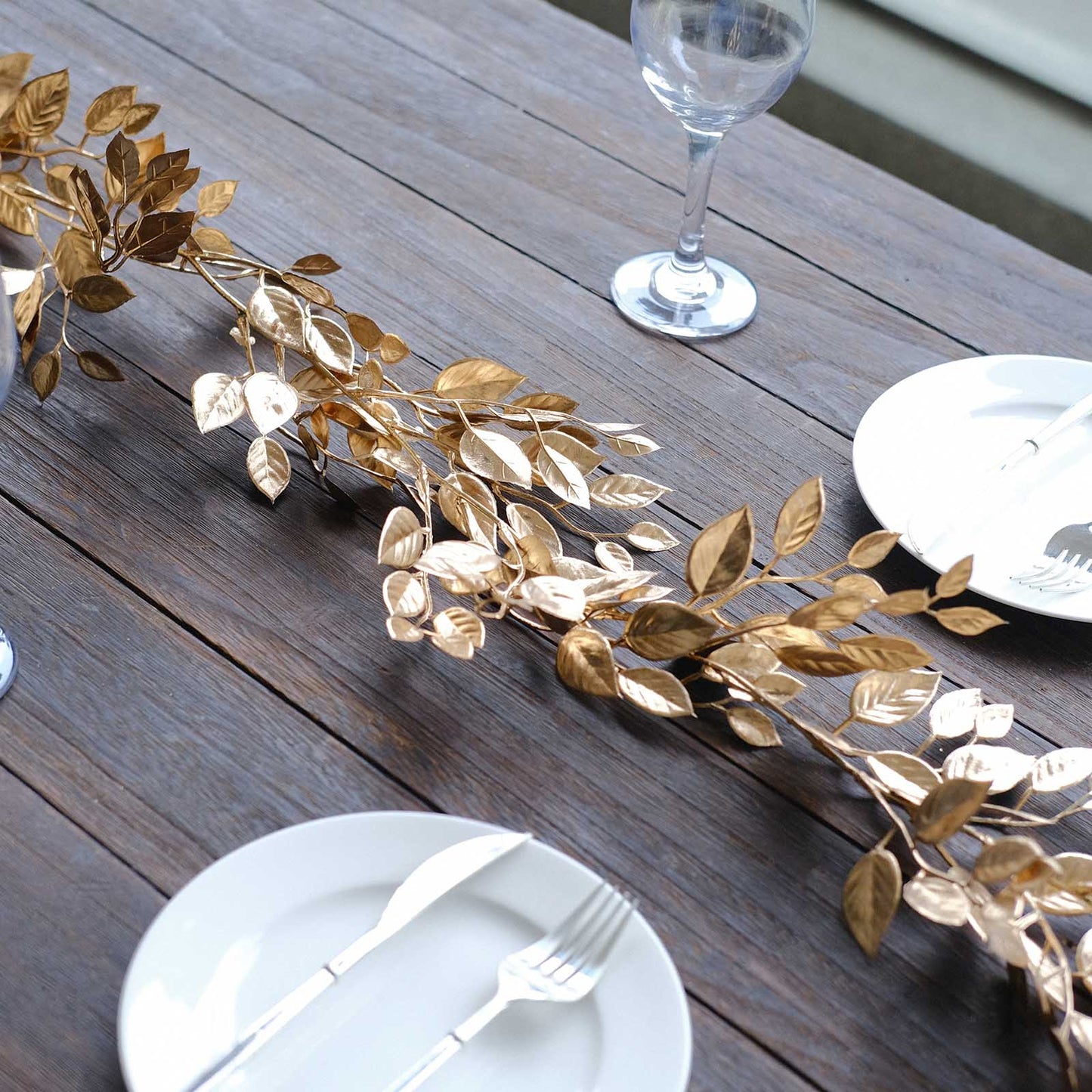 Metallic Gold Magnolia Leaf Table Garland, DIY Craft Hanging Vine Wreath - 6ft