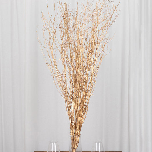 6 Pack Metallic Gold Decorative Birch Tree Branches, Extra Long Natural Dried Willow Twigs Sticks Vase Fillers - 46"