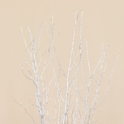 6 Pack Metallic Silver Decorative Birch Tree Branches, Extra Long Natural Dried Willow Twigs Sticks Vase Fillers - 46"