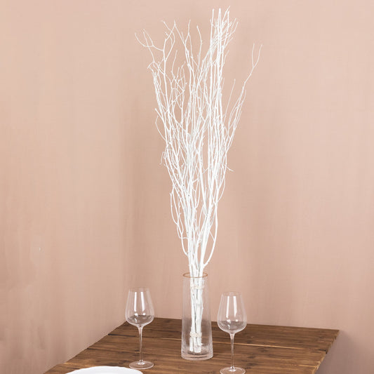 6 Pack White Decorative Birch Tree Branches, Extra Long Natural Dried Willow Twigs Sticks Vase Fillers - 46"